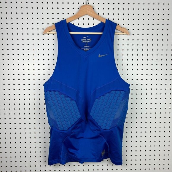 Nike Pro Combat Mens Size XL Compression Tank Top Padded Training Blue Workout - Picture 2 of 6